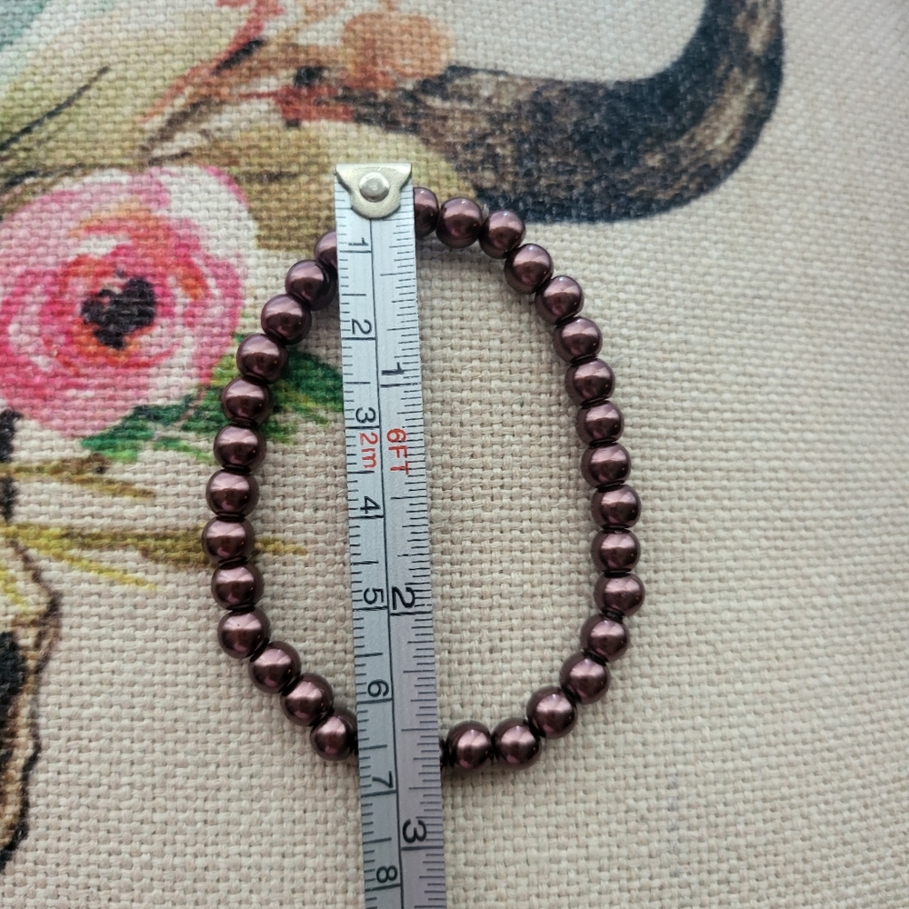 Handcrafted Faux Brown Pearl Bracelet and Earrings Set- NWOT - Picture 5 of 6